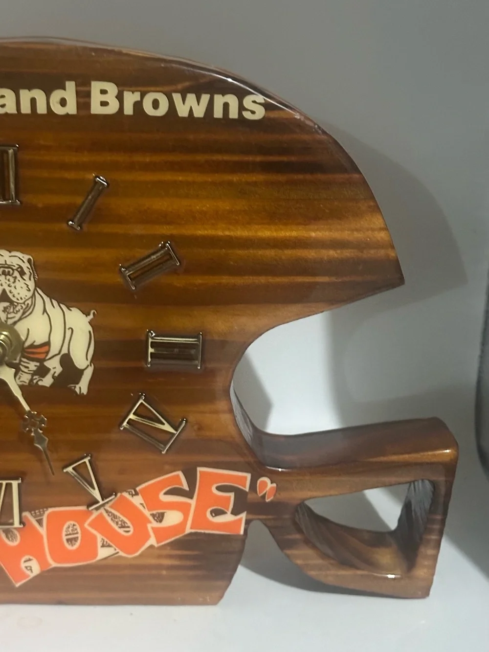 'Vintage Cleveland browns dawg House' Helmet shaped handcrafted wood wall clock